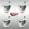 thumbnail image 2 of 4 Inch SS Nylon Wheel Swivel ½ Inch Threaded Stem Caster Set Total Lock Brake, 2 of 2
