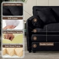 thumbnail image 5 of Oversized Chenille Loveseat Sofa, Oversized 2-Seater Small Cloud Couch, Modern Comfy Deep Seat Love Seat for Living Room Bedroom Office Apartment,DIY Combination,Black, 5 of 11