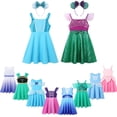 thumbnail image 2 of 2023 verano bebé niñas Elsa Anna vestido sirena dibujos animados princesa tema vestidos casuales para 2-10 años niños fiesta vacaciones ropa 150 (9-10T) Gao Jinjia LED, 2 of 2