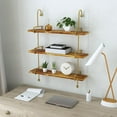thumbnail image 4 of Wrenn 3-Tier Wall Shelves, Gold Metal with Natural Mango Wood, 4 of 10