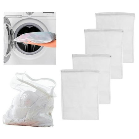 Laundry Pedestal - AllTopBargains 4 Pc Mesh Laundry Bags 14 x 18 Lingerie Delicates Panties Hose Bras Wash Protect