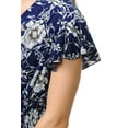 thumbnail image 4 of Aulin Collection Womens Short Cap Sleeve V-Neck Long Pants Romper Jumpsuit - Peony Bloom Floral S/M, 4 of 5