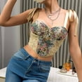 thumbnail image 4 of Abomasnow Womens Floral Corset Tops Vintage Adjustable Strape Push Up Boned Shapewear Crop Tops Fashion Lace-Up Back Waist Bodyshaper Tops, 4 of 8