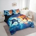thumbnail image 3 of Manfei Ice Hockey Bedding Comforter Set 7 Pieces for Child, Modern Sports Lover Full Bedding Set, Blue Orange Reversible Fitted Sheet Flat Sheet, Lightweight Room Decor, 3 of 7
