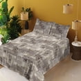 thumbnail image 2 of Ambesonne Geometric Fitted & Flat Sheet with Shams 4 Pcs Set, Floral Pattern Shapes Art, Queen, Cocoa Dark Cocoa Beige, 2 of 5