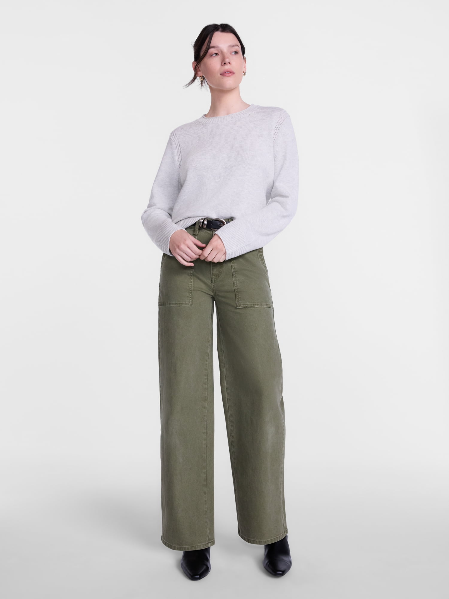 Scenario Women's and Women's Plus Cozy Crewneck Sweater with Long Sleeves, Sizes XS-4X