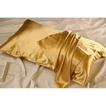 Soft Pillowcase Double-sided Solid Color Pillow Cover Pillow Case Beauty Silk Cover Pillow Core Cover Ice Silk Bedding 20''x30'' Gold , Size 20x30 inch