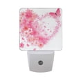 thumbnail image 2 of LED Sensor Night Light Auto On/Off Dusk to Dawn Lamp for Bedroom Hallway Floral Heart with Pink Glitter 2 Pack, 2 of 7