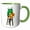 Green/White, variant on 3drose, Funny Cute Green Frog Playing Saxophone Jazz Music Cartoon, 15oz Mug