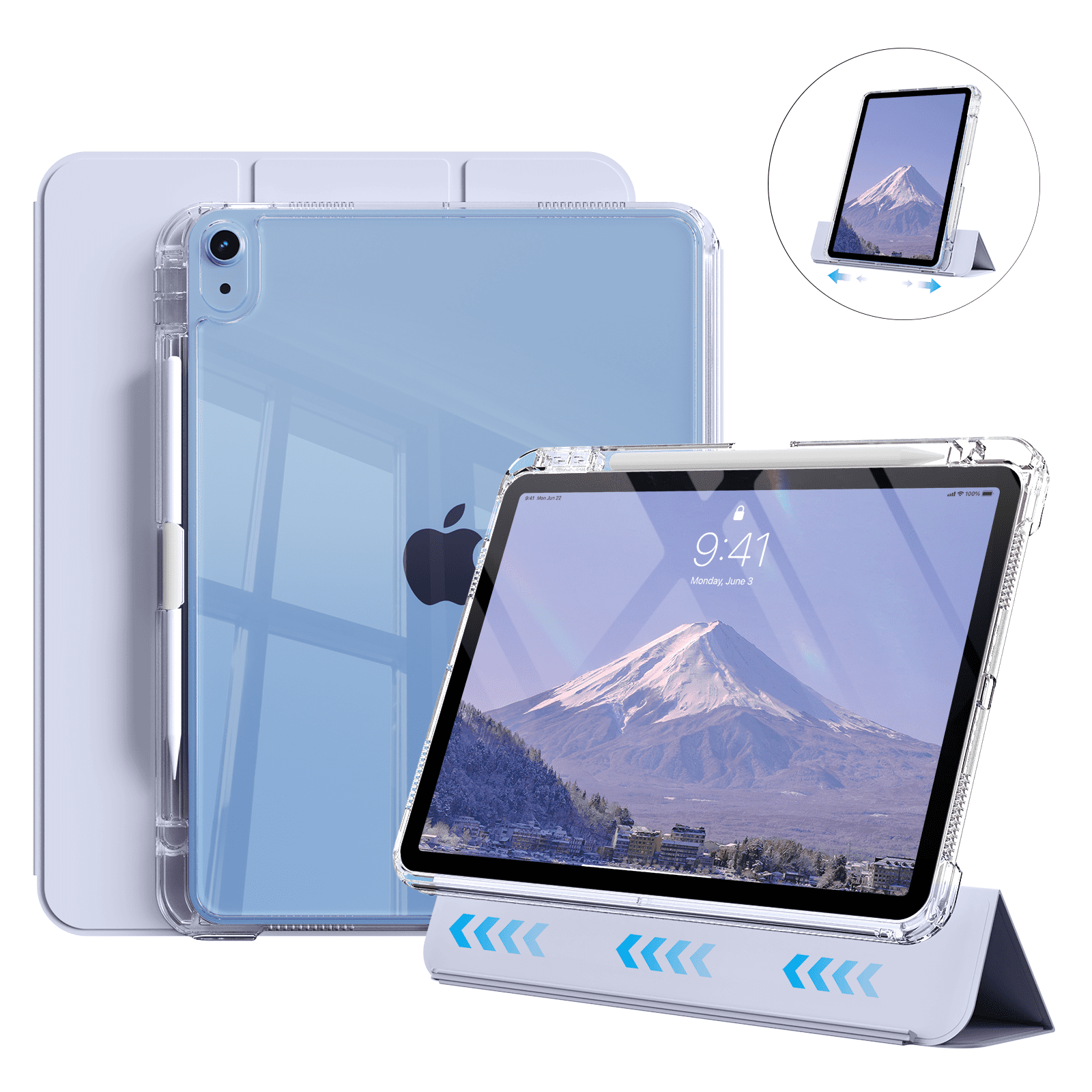 Kenke Case Compatible with iPad (A16) 11th Generation 11 inch 2025, iPad 10th Generation 10.9 Inch 2022 with Pencil Holder, Detachable Cover with Clear Hard Back Shell, Auto Sleep/Wake, Light Purple