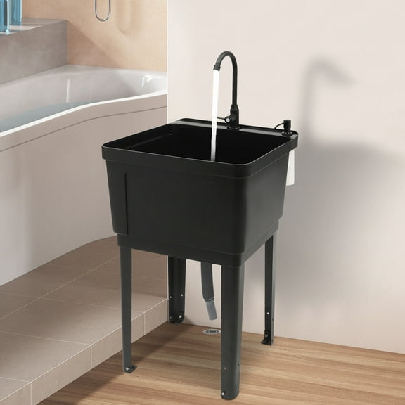 Denest Utility Sink Laundry Tub Free Standing Extra-Deep Laundry Tub For Washing Room