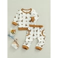 thumbnail image 3 of Cenuakty Baby's Two-Piece Suit, Bear Print Long Sleeve Round Neck Infant Boy Girl Tops + Pants for Party Photography, 3 of 9