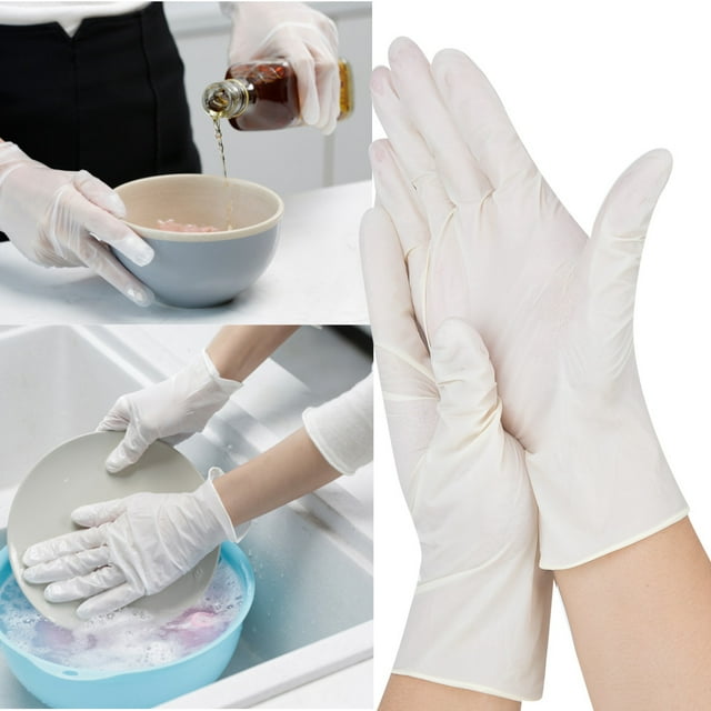 Protección para las manos, guantes desechables de látex blancos de 100 piezas, guantes antideslizantes de primera línea Jadeshay A