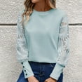 thumbnail image 2 of Womens Long Sleeve Lace T Shirts Crewneck 2026 Fashion Tops Casual Y2K Spring Tees, 2 of 7