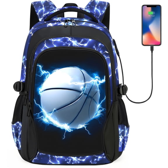 School Backpack for Boys - Gamer Boys Backpack for Kids Teens Elementary Middle School,18" Large Capacity Waterproof Bookbag with Usb Charging Port, Travel Daypack for age 6-18