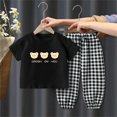 thumbnail image 4 of Amidoa Girls Summer Outfit Sets 2 Piece Graphic T-Shirt Short Sleeve Pants Kids Clothing Sets Black Size 2T, 4 of 6