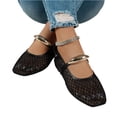 thumbnail image 6 of HTHLVMD Summer Walking Shoes, Hollow Breathable Casual Footwear, Mesh Mary Jane, Women's Mesh Ballet Flats Fishnet Ballerina Flats Buckle Strap Mary Jane Causal Daily Dress Shoes, Black 7, 6 of 6