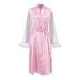 thumbnail image 4 of PEASKJP Women's Soft Robes Waffle Knit Bathrobe Soft Lightweight Knee Length Loungewear, Pink L, 4 of 4