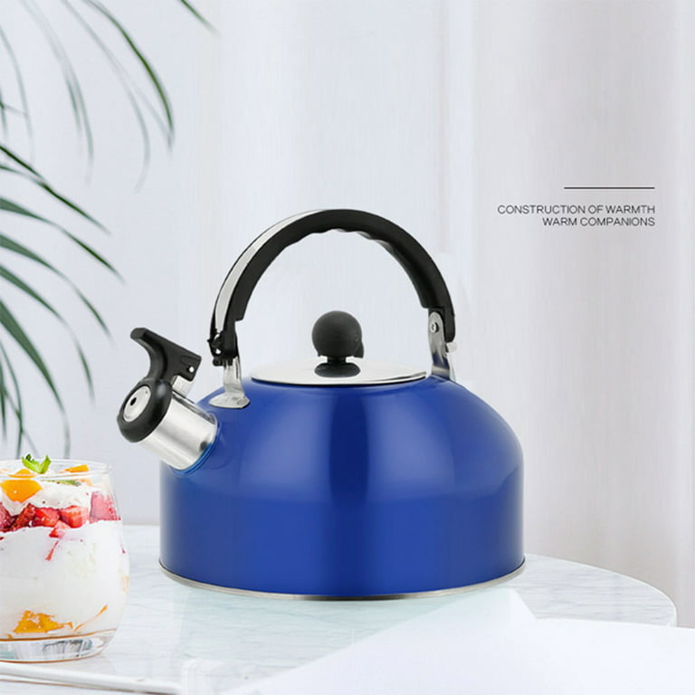 Capreze Whistling Kettle Stove Top Teapot With Handle 3L Portable Tea  Kettles Stainless Steel Kitchenware Water Gas Stovetop Navy Blue 3L 