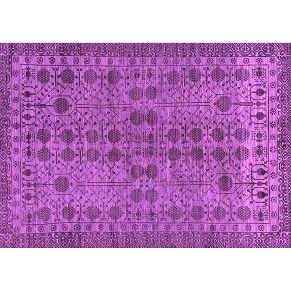 Ahgly Company Indoor Rectangle Abstract Purple Modern Area Rugs, 4' x 6'