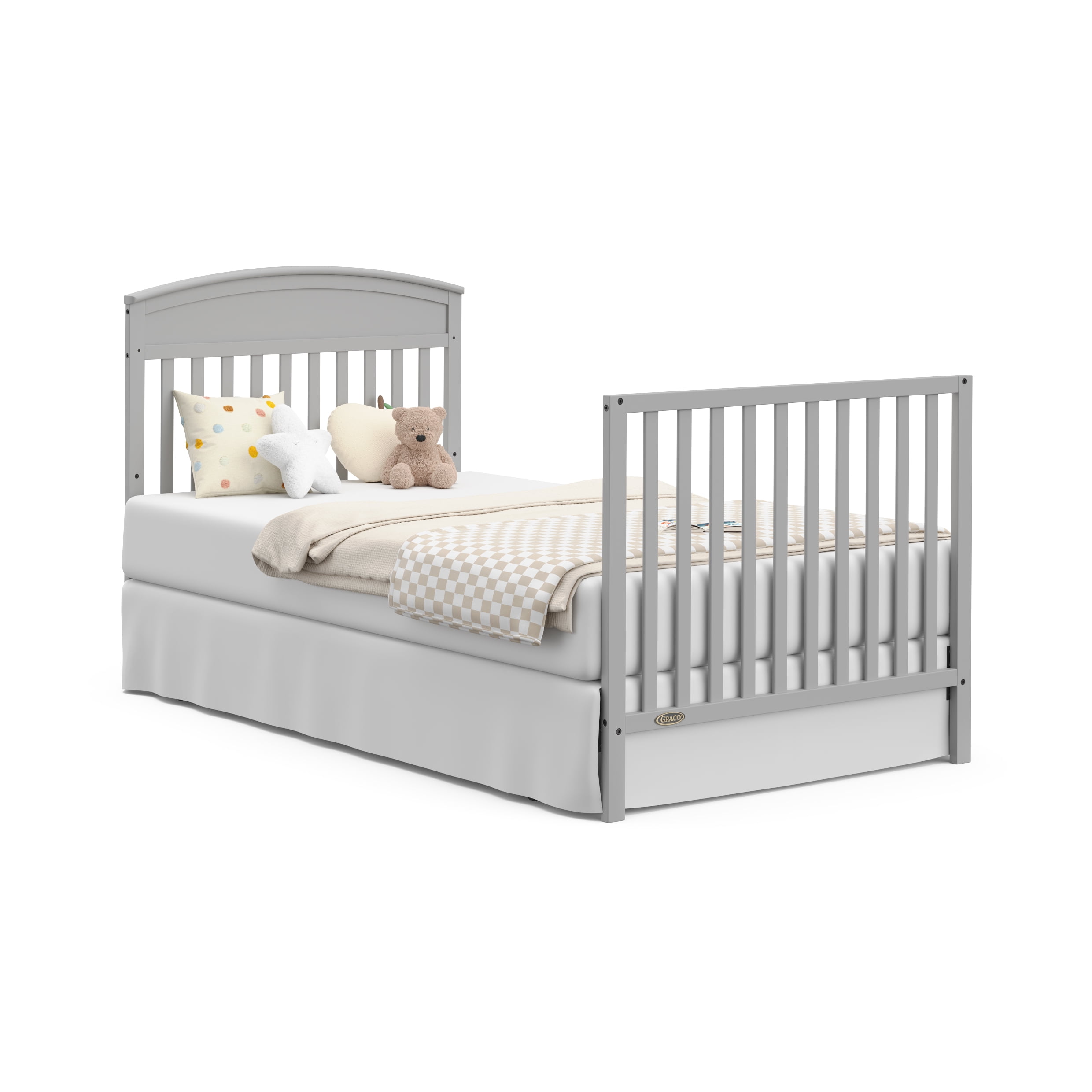Graco Benton 4-In-1 Convertible Mini Baby Crib, Pebble Gray