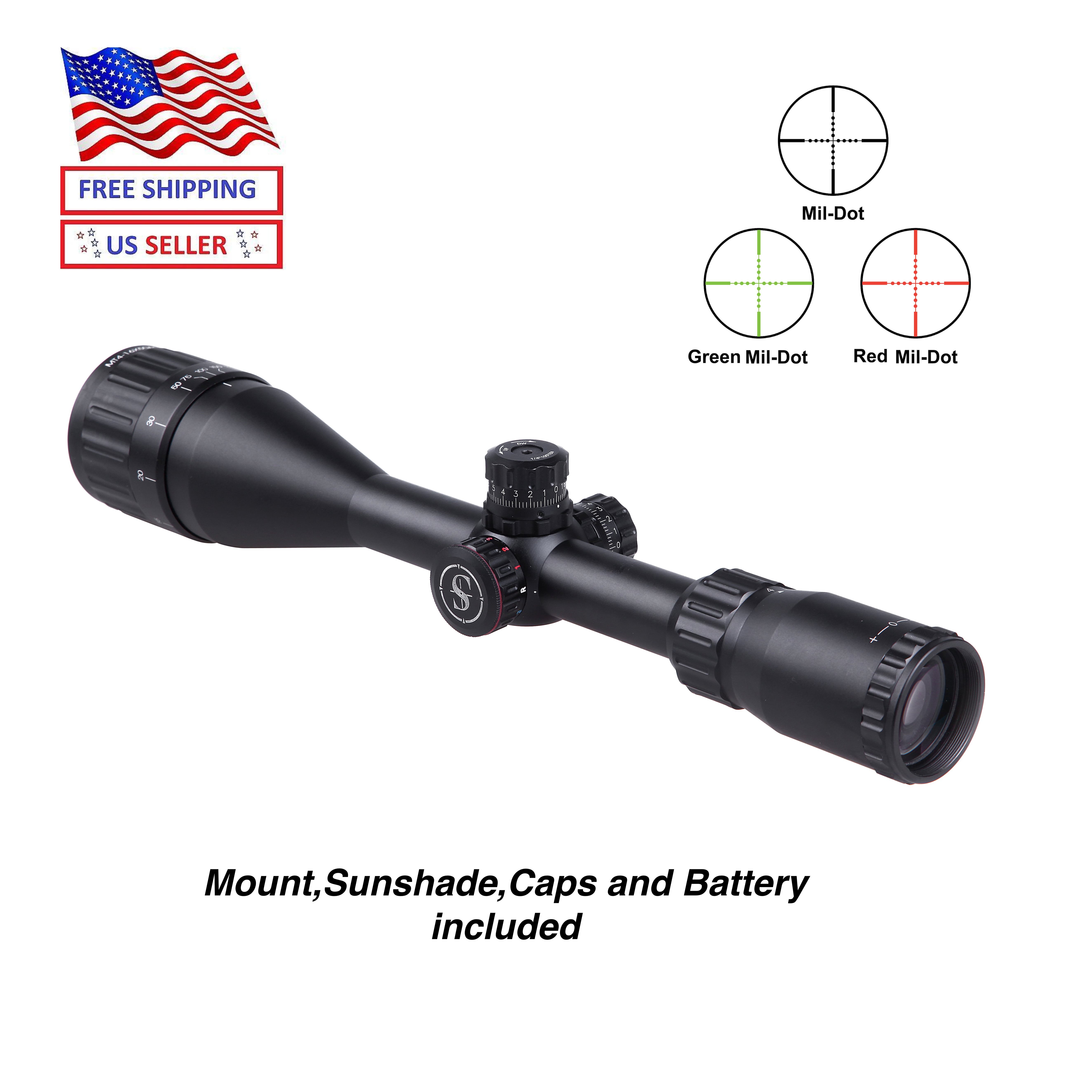 Rifle Scope 6-24x50 Tactical Mil Dot IR Red illuminated Reticle Hunting w/ Mount