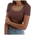 thumbnail image 1 of T-Shirt de Sport pour Femmes T-Shirts d'Été Manches Courtes Western Manches Longues pour Femmes Hauts T-Shirts pour Femmes Manches Extra Longues Femmes Manches Longues Course T-Shirts Amples Simples pour Femmes Court, 1 of 4