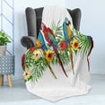 thumbnail image 4 of Exotic Soft Flannel Fleece Blanket, Tropical Parrot Birds Sitting on Tree Branches Along Hibiscus Blooms Rainforest Palm, Cozy Plush for Indoor and Outdoor Use, 60" x 80", Multicolor, by Ambesonne, 4 of 5