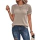 thumbnail image 1 of Blusas de verano Dokotoo 2025 para mujer, cuello redondo y manga corta, color caqui, 1 of 8