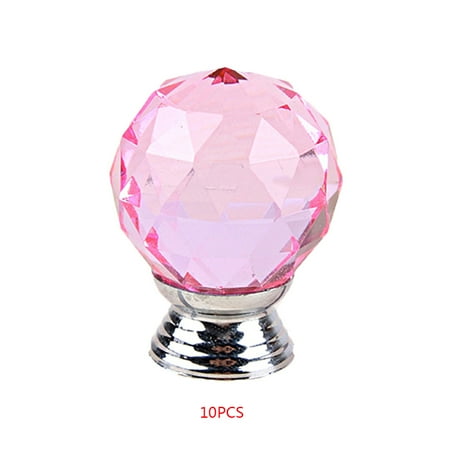 30mm Pink Tranparent Crystal Glass Kitchen Door Knobs Clear Drawer