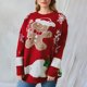 thumbnail image 5 of Suéteres de punto con estampado de pan de jengibre navideño para mujer, suéteres holgados de cuello redondo y manga larga para otoño e invierno, 5 of 5