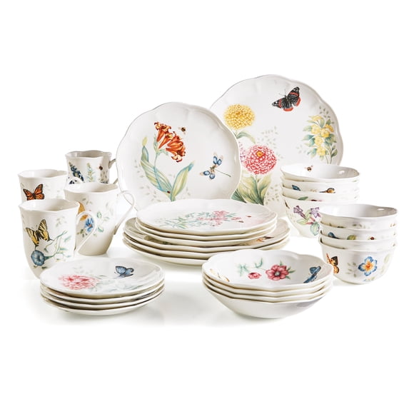 Juego de vajilla Lenox Butterfly Meadow de 28 piezas de porcelana