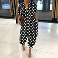 thumbnail image 2 of Babysbule Women's Pants Woman's Dots Printing Short Sleeve Button Rompers Trousers Casual Fashion, 2 of 5