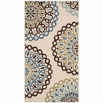 SAFAVIEH Veranda Axum Geometric Indoor/Outdoor Area Rug, 2'7" x 5', Cream/Blue