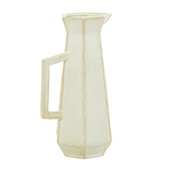 DecMode 14" Handmade White Ceramic Vase