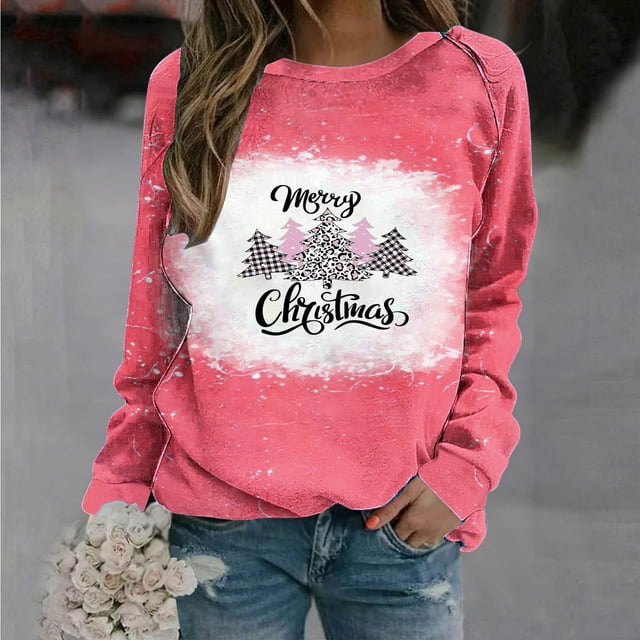 Qiopertar Femmes Décontracté Manches Longues Col Rond Hauts Chemises Amples Blouse Imprimé Saint-Valentin Chandail en Molleton Graphique Liquidation Livraison Gratuite à Moins de 5$ jusqu'à 90 % de Réduction