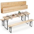 thumbnail image 2 of Costway 70" 3-Piece Folding Picnic Table with Benches for 6,Fir Wood&Metal Frame for Patio, 2 of 10