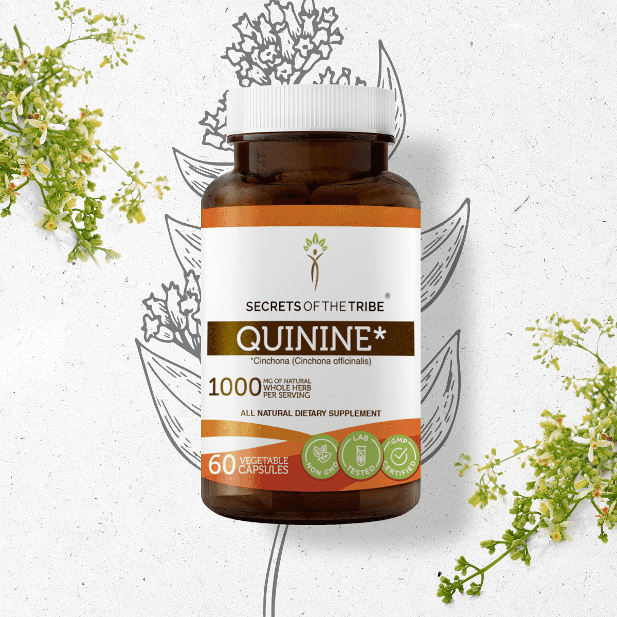 Secrets of the Tribe Quinine 60 Capsules, 500 mg, Wildcrafted Quinine