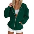 thumbnail image 2 of Zip Up Hoodie 2025 Essentials Hoodie Long Sleeve Hooded Sweatshirt with Pockets Pullover Jacket Hoodies for Women, 2 of 6