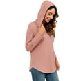 thumbnail image 3 of TARAINYA Women's Long Sleeve V Neck Waffle Weave Drawstring Hoodie Pullover, 3 of 8