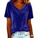 thumbnail image 1 of Camisas de Color Sólido para las Mujeres Plisados Estirables Puños V-Cuello Suéter de Moda, Camisas de Manga Larga de las Mujeres para el Hogar Y el Uso Diario, 1 of 5