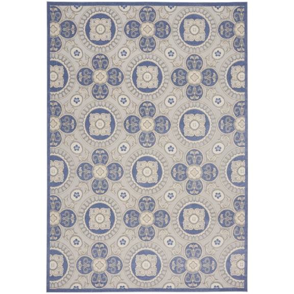 Nourison Aloha Indoor/Outdoor Blue/Grey 7' x 10' Area Rug (7x10)