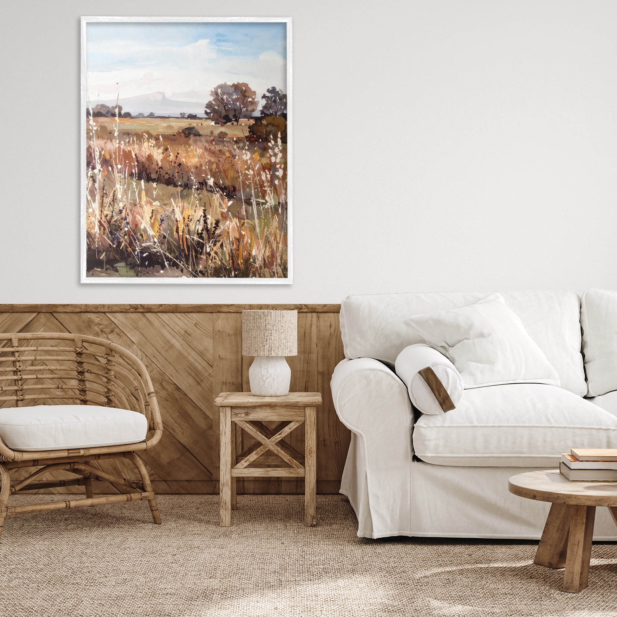 Stupell Industries Peaceful Meadow Expression White Framed Giclee Art, design by Alonza Saunders