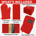 thumbnail image 3 of Kitchen Towels Set Red with 2 Pot Holders, Oven Mitt, Dish Towel, Drying Mat, 2 Microfiber Scrubbing Cloths by Osnell USA, 3 of 10
