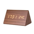 thumbnail image 3 of TABLZONE LED Wood Alarm Clock Brown Desk Digital Display with Temperature and Brightness Control, 3 of 5