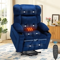 SYNGAR Large Power Lift Recliner Chair with Massage and Heat, Oversized Electric Lift Chair for Elderly Big and Tall People, Wide Seat Recliner with Cup Holders and Side Pocket for Living Room, Blue