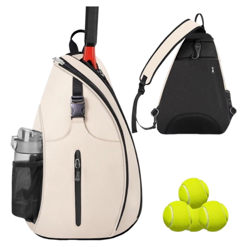 Tennis Racket Crossbody Bag Breathable Badminton Paddle Sports Backpack Sport Supplies (Beige)