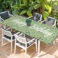 thumbnail image 2 of Happy Birthday Table Cloths for 8 Foot Rectangle Tables, Sage Green Modern Abstract Art Patio Waterproof Elastic Fitted Tablecloths, Washable Rectangular Table Cover for Camping, 2 of 8
