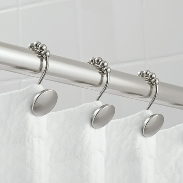 Hotel Style Peyton Shower Hooks With, Shower Curtain Rings With Clips