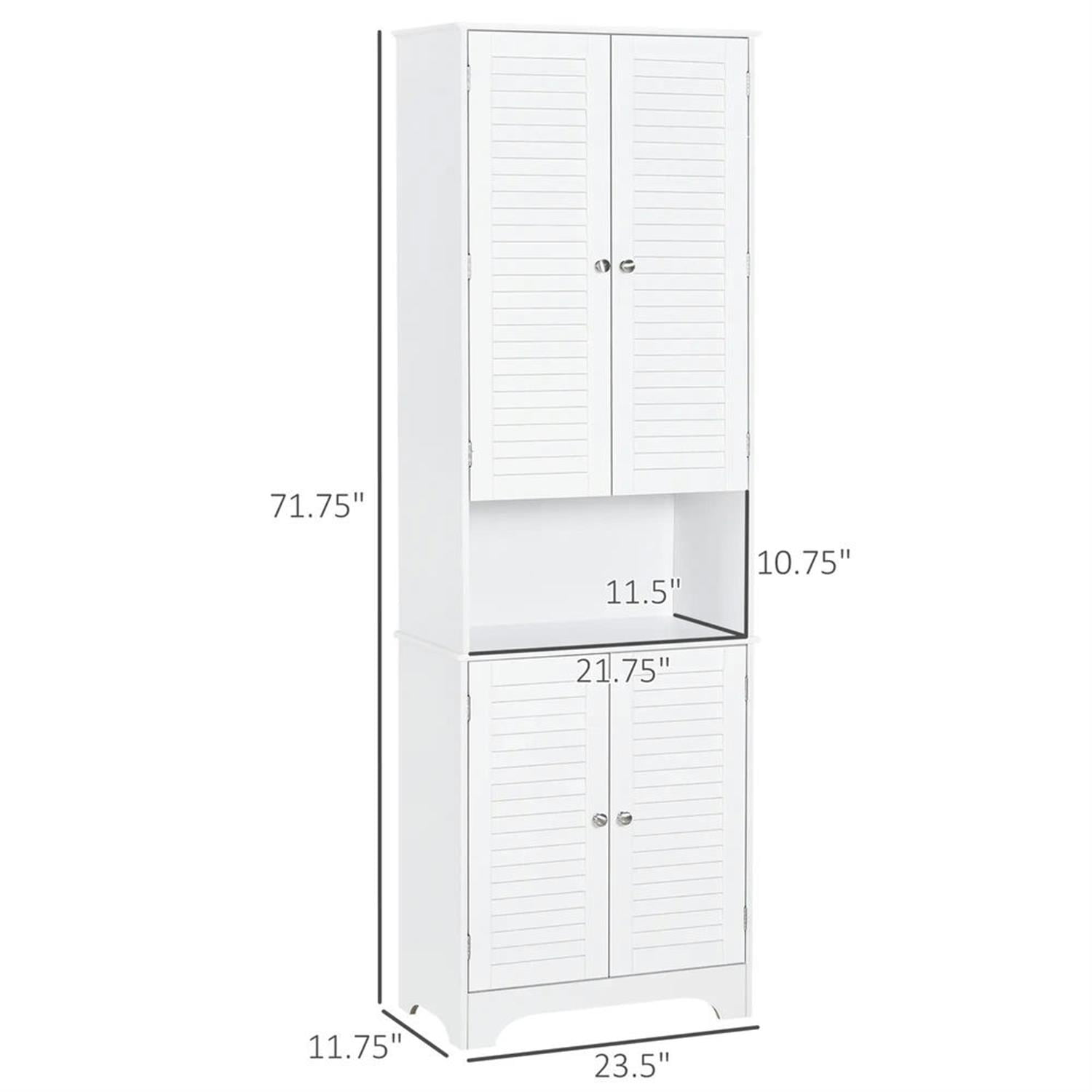Demi Bonn 71" Tall Bathroom Storage Cabinet, Freestanding Linen Cabinet with Drawer and Adjustable Shelves for Living Room, Kitchen, Dining Room, Office, White